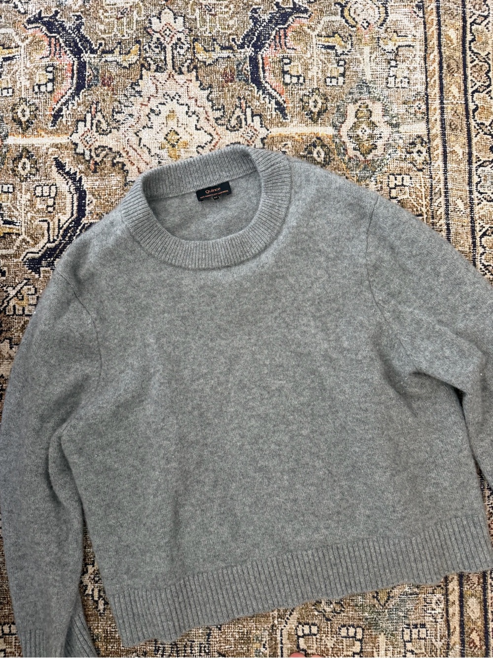 Quince Cashmere Light Gray Crewneck Sweater